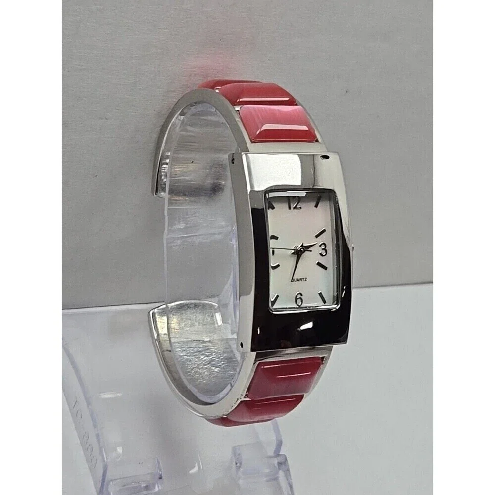 Avon Pink Bangle Bracelet Quartz Watch Rectangle Dial Japan Movement New Battery